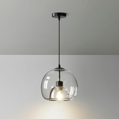 1 Light Antiqued Style Globe Shape Metal Commercial Pendant Lighting