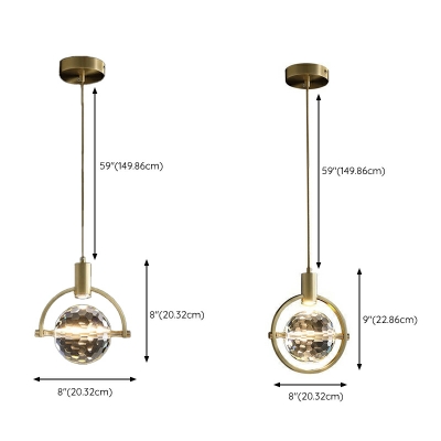 1 Light Contemporary Style Globe Shape Metal Commercial Pendant Lighting