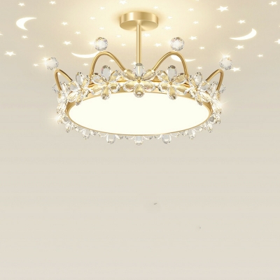 Contemporary LED Crystal Semi Flush Mount Ceiling Fixture for Living Room