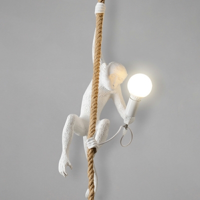 Creative Hemp Rope Pendant Light with Monkey Decoration for Restaurant and Bar