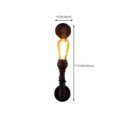 Industrial Style Retro Water Pipe Wall Lamp in Rust Color for Bar and Balcony