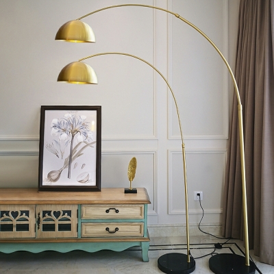 Nordic Minimalist Metal Arc Floor Lamp in Gold for Living Room and Bedroom