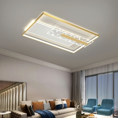 Square Modern Flush Mount Ceiling Fixture Feather LED for Living Room
