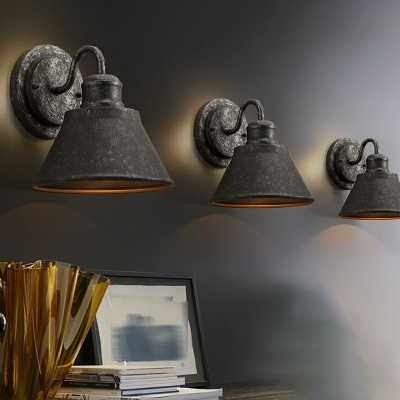 1 Light Warehouse Style Cone Shape Metal Flush Mount Wall Sconce