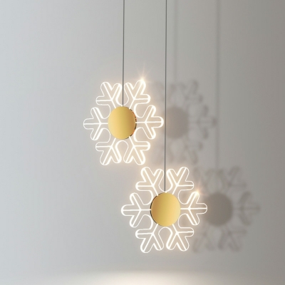 2 Lights Contemporary Style Snowflake Shape Metal Hanging Pendant Lighting