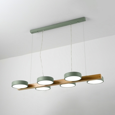 6 Lights Minimalist Style Round Shape Metal Island Lighting Fixtures