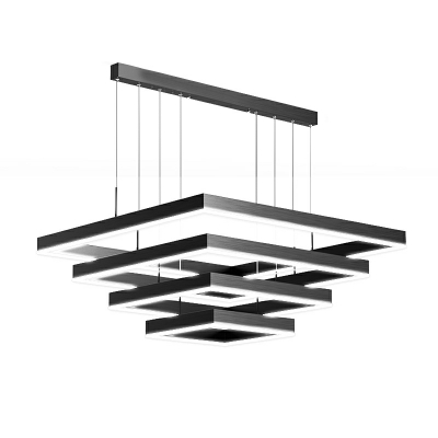 Black Chandelier Lighting Fixtures LED Square for Living Room