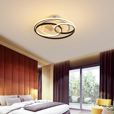 Contemporary Ceiling Fans Round Linear Basic LED for Living Room