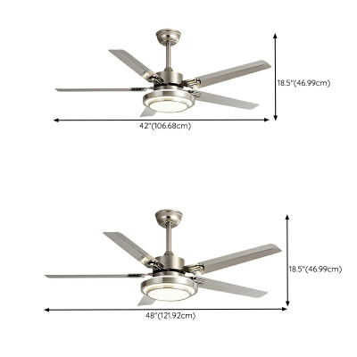 LED Simple Stainless Steel Ceiling Mounted Fan Light with Intelligent Remote Control for Living Room