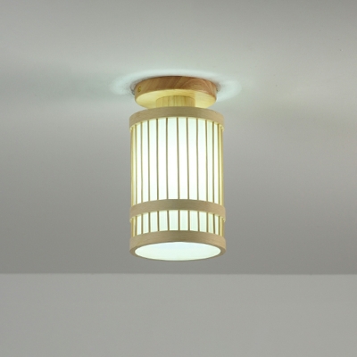 Minimalism Flush Mount Ceiling Light Fixtures Wood Drum for Living Room