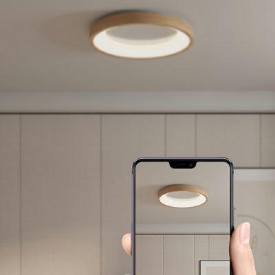Nordic Log Style LED Round Flushmount Ceiling Light for Bedroom