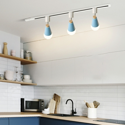 Nordic Macaron Wooden Track Ceiling Lamp for Cloakroom and Bedroom