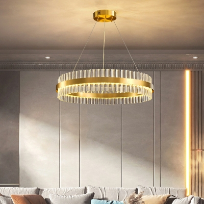 Post Modern Minimalist Full Copper Glass Chandelier for Dining Room and Living Room