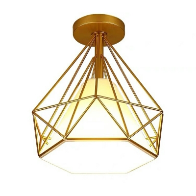 1 Light Farmhouse Style Diamond Shape Metal Flush Mount Light Fixture