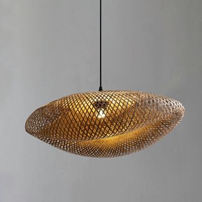 1 Light Minimalism Style Geometric Shape Rattan Hanging Pendant Light