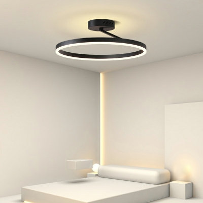 1 Light Modern Style Ring Shape Metal Flush Mount Ceiling Chandelier