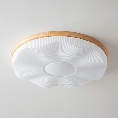 1 Light Simplistic Style Round Shape Wood Flush Mount Light Fixture