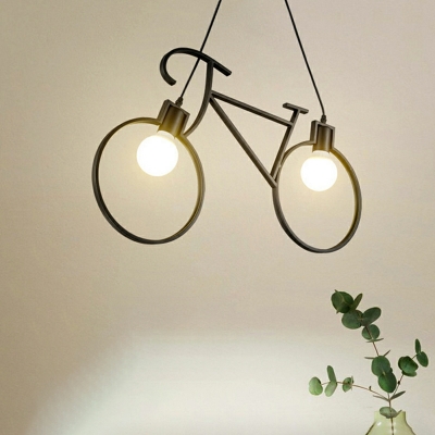 2 Lights Antiqued Style Bike Shape Metal Commercial Pendant Lighting