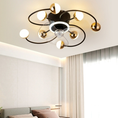 9 Lights Creative Metal Ceiling Fan Light with Three Gears for Bedroom and Living Room