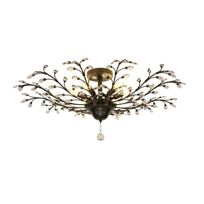 American Retro Branch Crystal Chandelier for Dining Room and Living Room