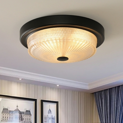 American Retro Drum Glass Flushmount Ceiling Light for Bedroom and Balcony