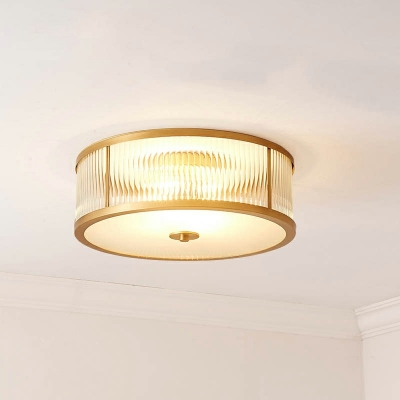 American Retro Glass Flushmount Ceiling Light in Copper for Bedroom and Balcony
