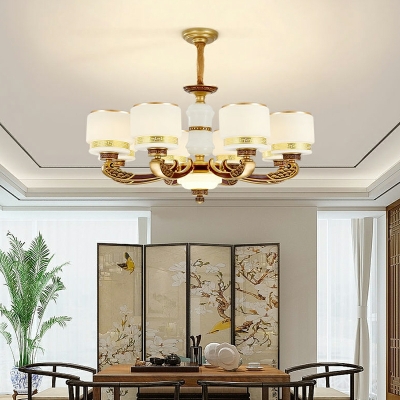 American Style Chandelier Lighting Fixtures Glass Drum for Living Room