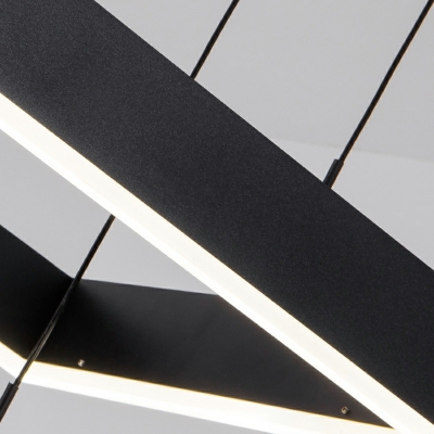 Black LED Chandelier Pendant Light Square Minimalism for Living Room