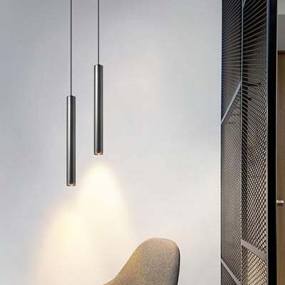Contemporary Metal Hanging Pendnant Lamp LED Cylinder for Bedroom