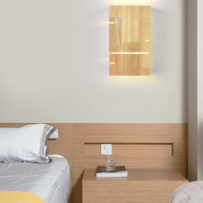 LED Creative Wooden Rectangular Wall Mount Fixture for Aisle and Bedroom