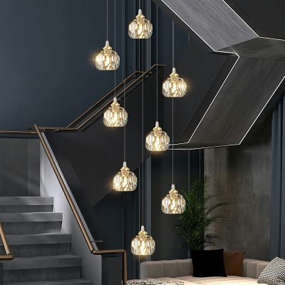 LED Minimalism Hanging Pendant Lights Crystal Globe for Living Room