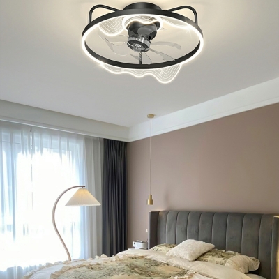 LED Modern Simple Aluminum Ceiling Mounted Fan Light for Bedroom and Dining Room