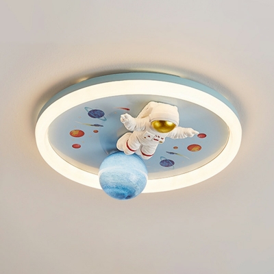 Minimalism Drum Semi Flush Mount Light Fixture LED Creative for Kid's Room