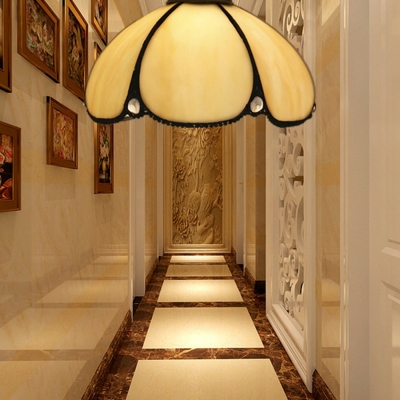 Tiffany Semi Flush Ceiling Light Fixtures Traditional Bowl-Shaped for Living Room