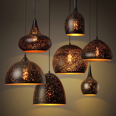 1 Light Minimalism Style Dome Shape Metal Hanging Pendant Light