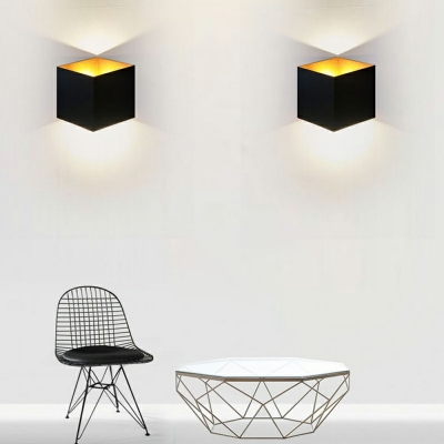 1 Light Minimalism Style Square Shape Metal Wall Sconces Light Fixtures