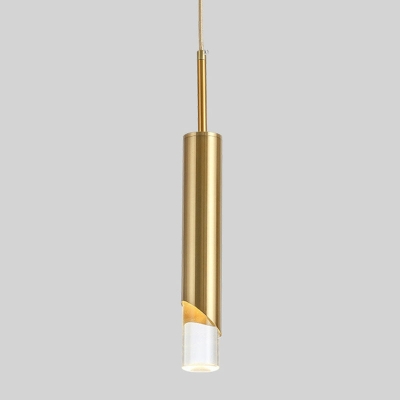 1 Light Minimalist Style Tube Shape Metal Pendant Lighting Fixture