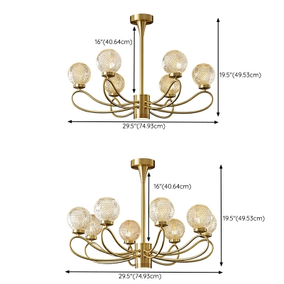 9 Lights Traditional Style Ball Shape Metal Chandelier Light Fixture