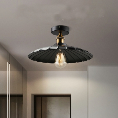American Creative Small Black Umbrella Ceiling Lamp for Porch and Balcony
