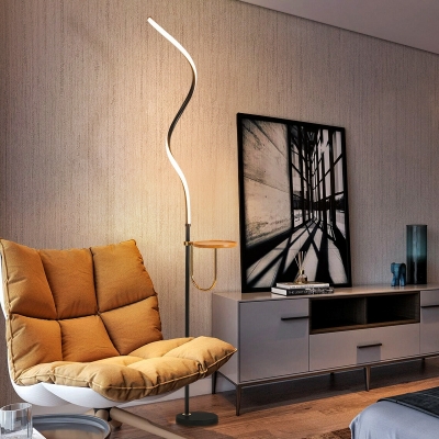 Black Minimalism Floor Lamps Metal LED Linear Basic for Living Room