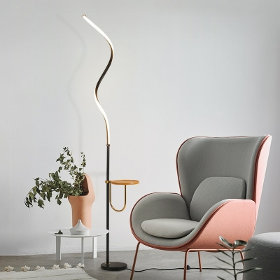Black Minimalism Floor Lamps Metal LED Linear Basic for Living Room