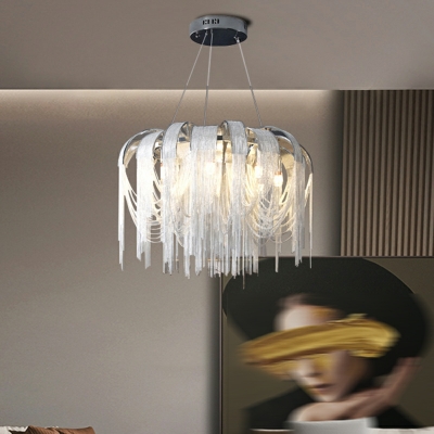 Contemporary Chandelier Lighting Fixtures Tassel Round Elegant for Living Room