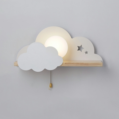 Creative Cute Cloud Wall Lamp with Shelf for Children's Bedroom