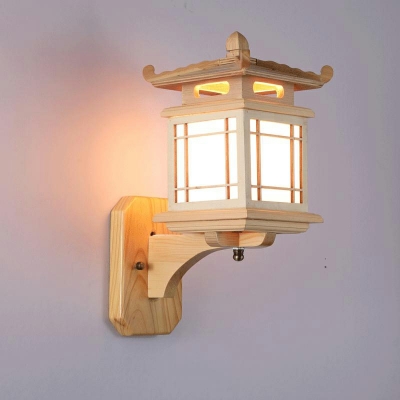 Japanese Creative Wood Art Modeling Wall Mount Fixture for Hallway and Bedroom