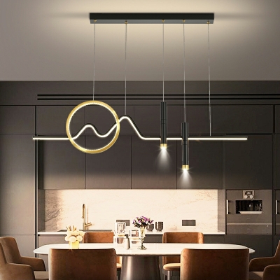 LED Metal Island Chandelier Lights Black Modern for Dinning Room