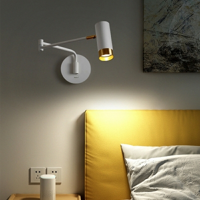 Metal Drum Wall Mounted Light Fixture Minimalism Adjustable for Bedroom