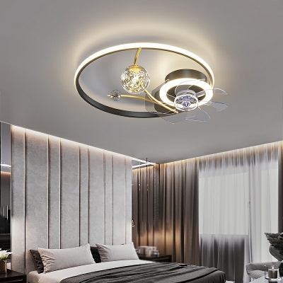 Minimalism Ceiling Fans Basic LED Metal Creative Linear for Living Room