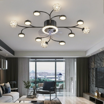 Minimalism Ceiling Fans Basic LED Metal Creative Sputnik for Living Room