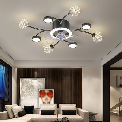Minimalism Ceiling Fans Basic LED Metal Creative Sputnik for Living Room