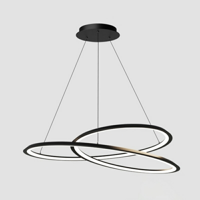 Minimalism Chandelier Lighting Fixtures Black LED Linear for Living Room